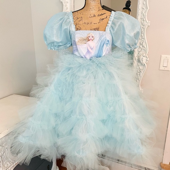 New York Couture One of a Kind Elsa FROZEN Tulle Puff Sleeve Dress - Picture 4 of 8